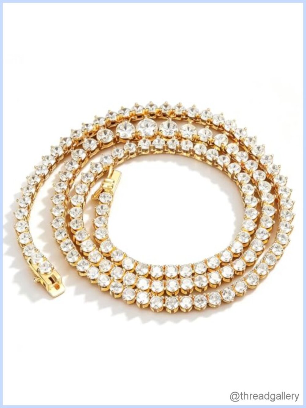 Graduated Tennis Necklace 18K Gold Plated Cubic Zirconia 3-5mm 18 Inch